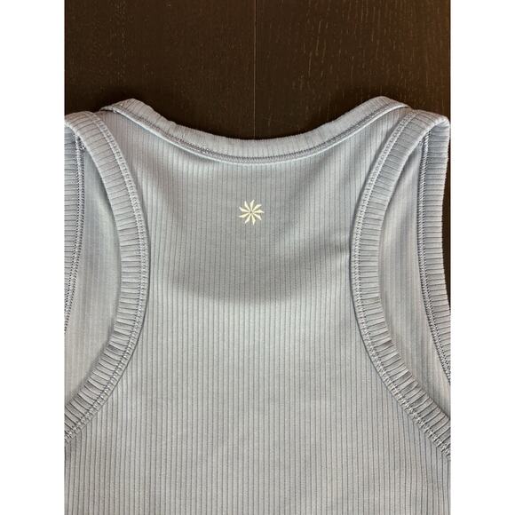 Athleta Transcend Crop Tank Rib Grey Blue Small T-back Cropped Sleeveless - Picture 8 of 12